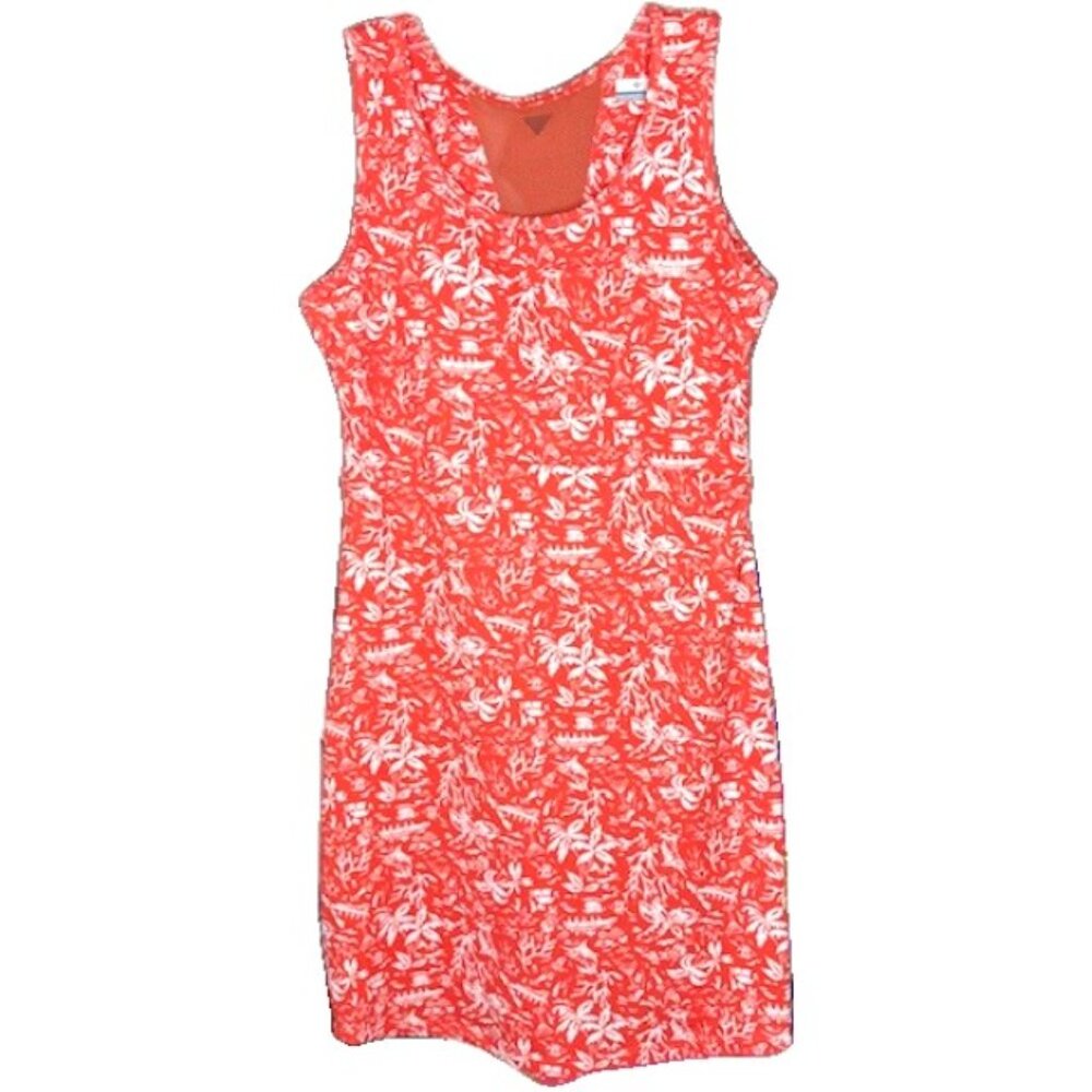 Columbia Midway Bay Tropical PFG Active Sleeveless Dress - Orange/White - S